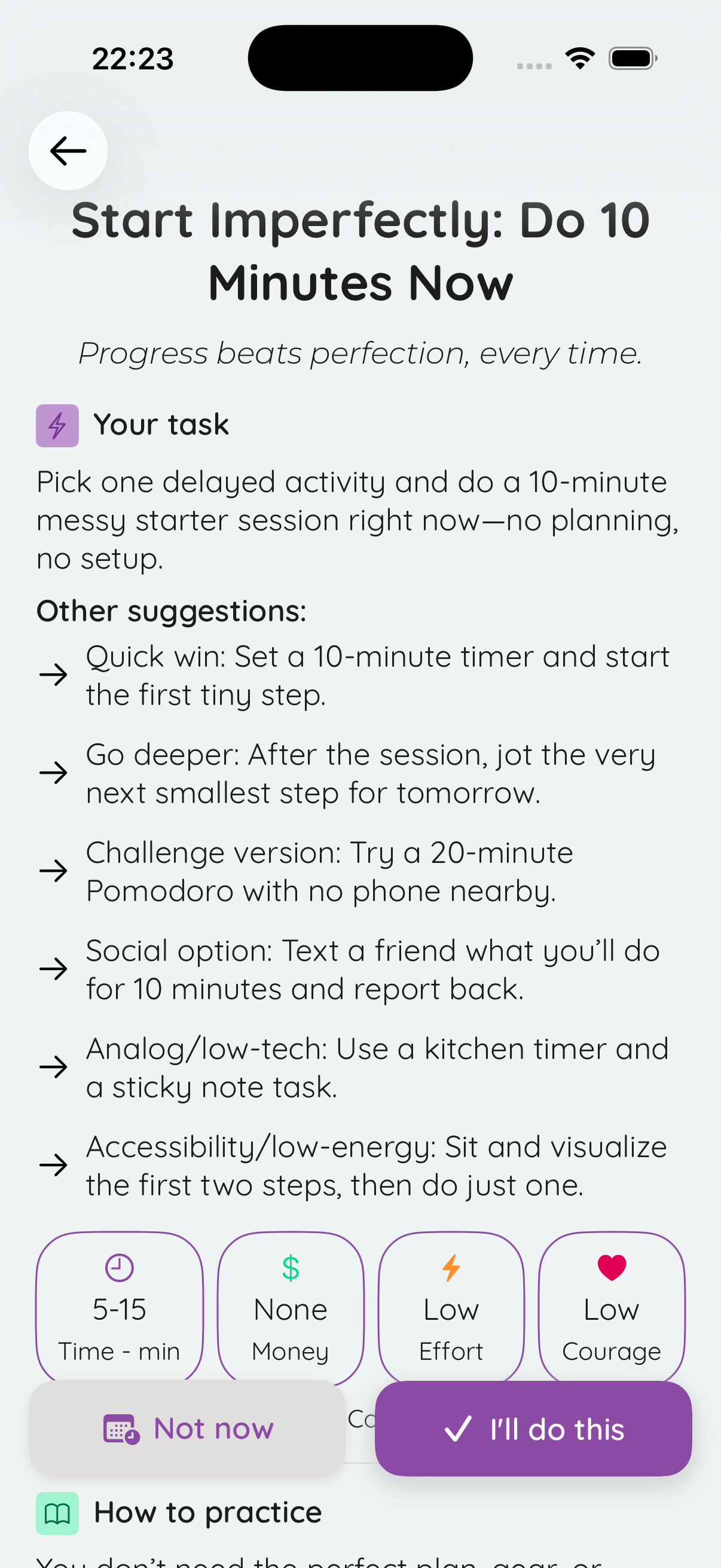 Neurise Tasks Screen